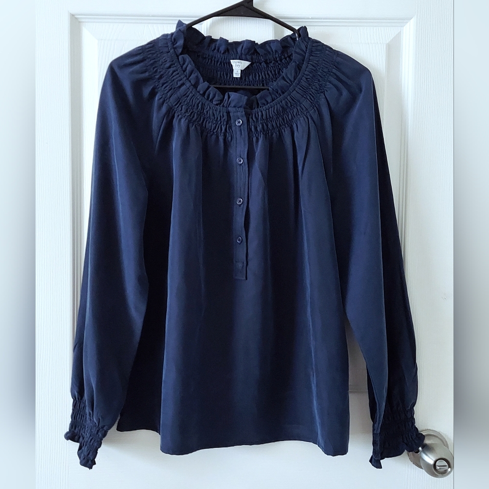 Crown & Ivy Smocked Peasant Blouse